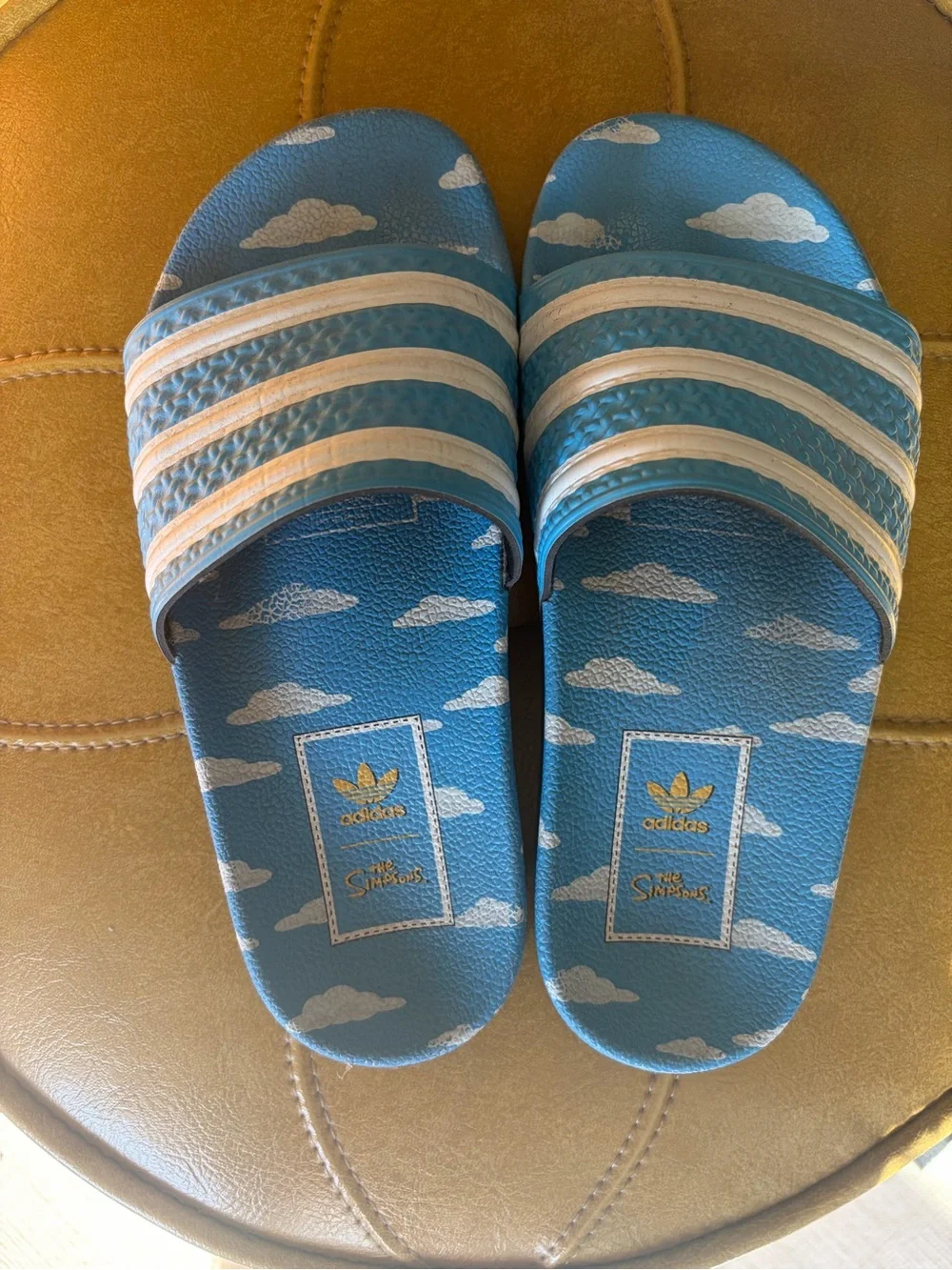 Adidas Kids Simpson Cloud-Print Blue Slide Sandals